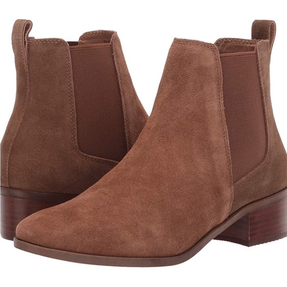 Steve Madden Dover ankle Chelsea boots bootie Leather Suede Neutral Pull On Work - Picture 13 of 13